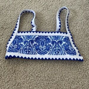 SHEIN Blue and White Bikini Top